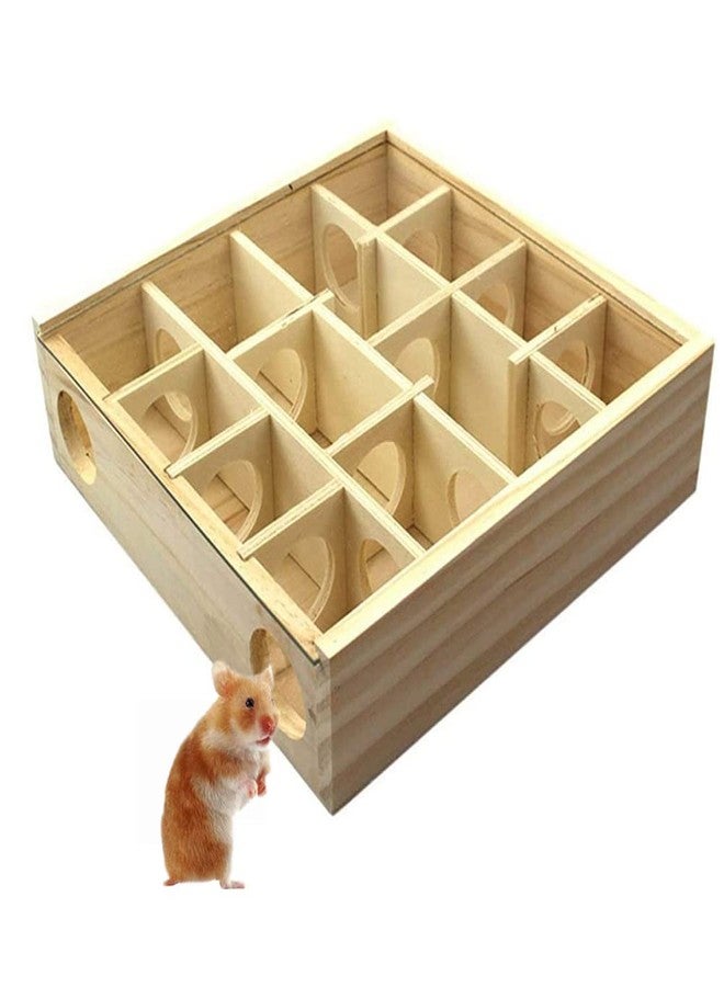 Litewoo Wooden Maze Tunnel Toy with Cover Dwarf Hamster Maze Toy Safe for Small, Tiny, Mini Furry Animals, Child Gerbil Hole (Burlywood) - Image 1